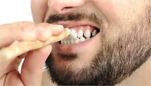 Brushing teeth with a miswak toothbrush