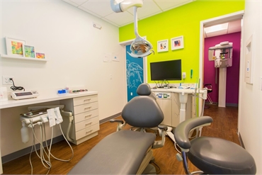 Bright colors in the operatory at Montgomery Pediatric Dentistry