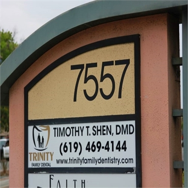 Signboard outside the office of Trinity Family Dental