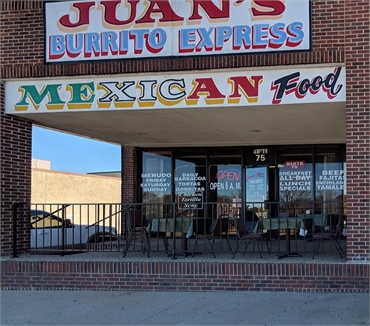 Juan's Burrito Express few blocks to the north of Sycamore Smiles Pediatric Dentistry