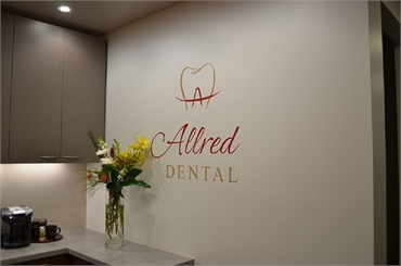 Signage near refreshment area at San Marcos dentist Allred Dental
