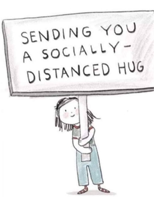 Socially distanced hug