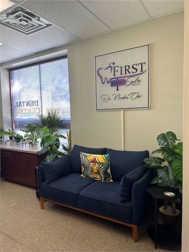 Indoor garden in the waiting area at Hackensack dentist First Street Smiles