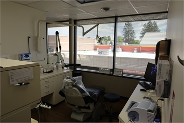 Dental chair with outdoor view at Serenity Dental