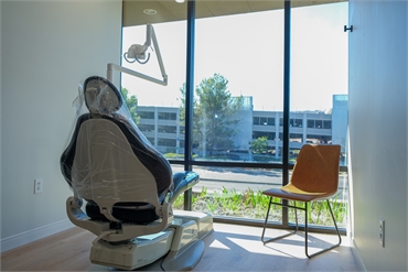 Dental chair with a great outdoor view at Roseville Dental Company