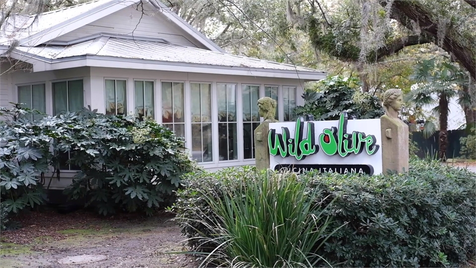 Wild Olive Restaurant at 14 minutes drive to southeast of Johns Island Stono Dental Care