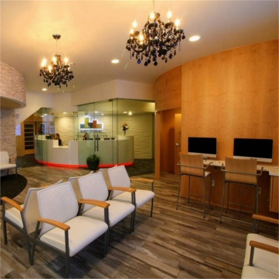 Waiting lounge at cosmetic dentistry office Anchorage Midtown Dental Center