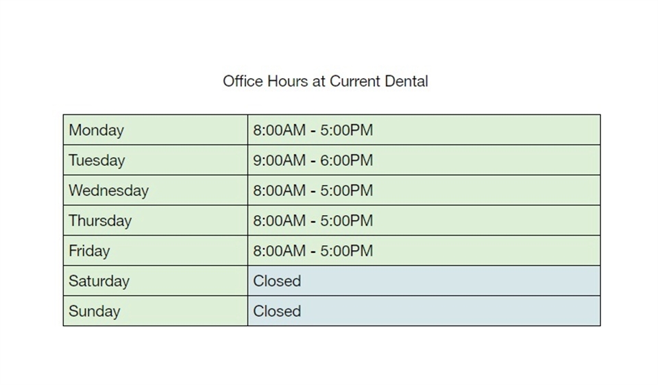 Office hours at Bremerton's best dentist Current Dental