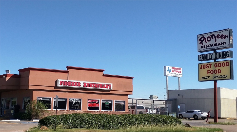 Pioneer Restaurant at 7 minutes drive to the north of Grand Prairie Family Dental