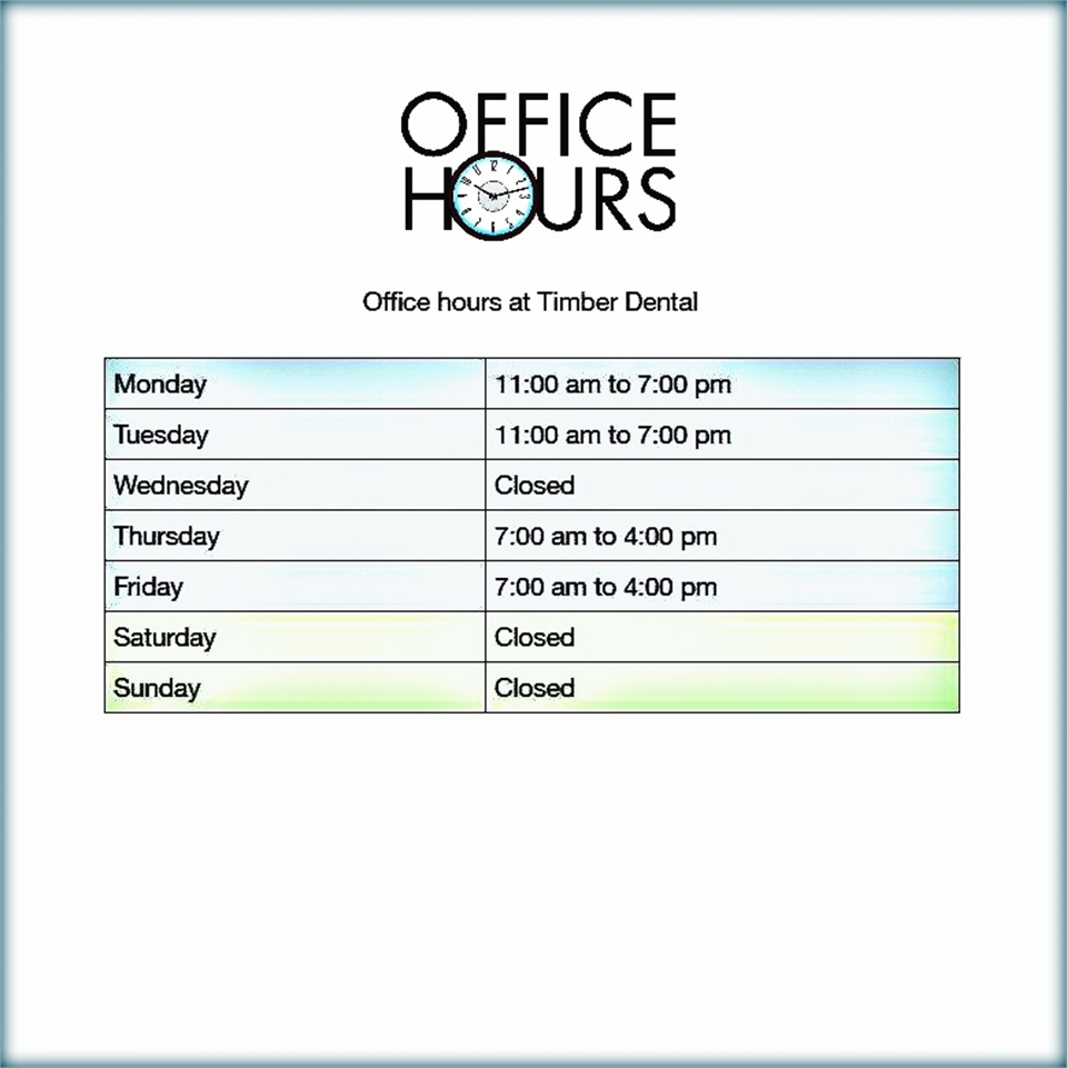 What are the office hours at Timber Dental Portland OR 97212