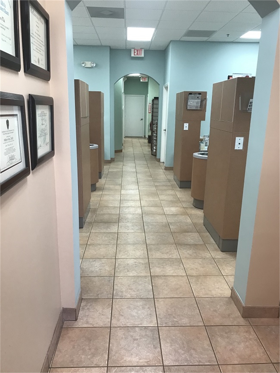 Operatories and hallway at Palm Beach Gardens dentist Everlasting Smiles William Ma DMD