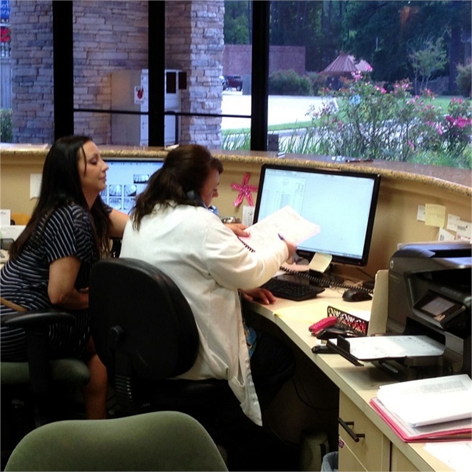 Front desk and checkout area at South Shreveport Dental