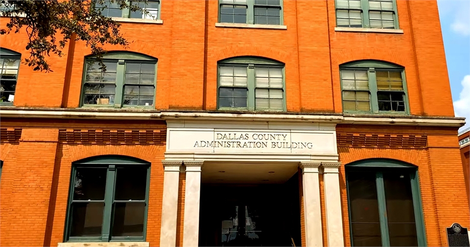 Dallas County Administration Building near Dealey Plaza at 15 minutes drive to the north of Dallas d