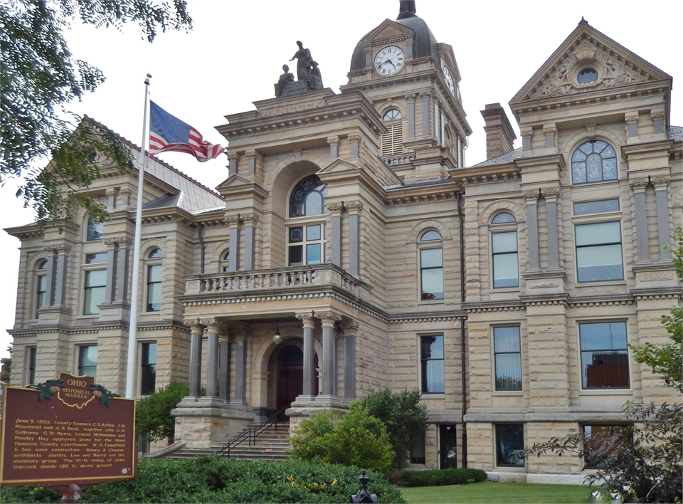 Hancock County Courthouse at 7 minutes drive to the east of Findlay dentist Anderson Family Dentist