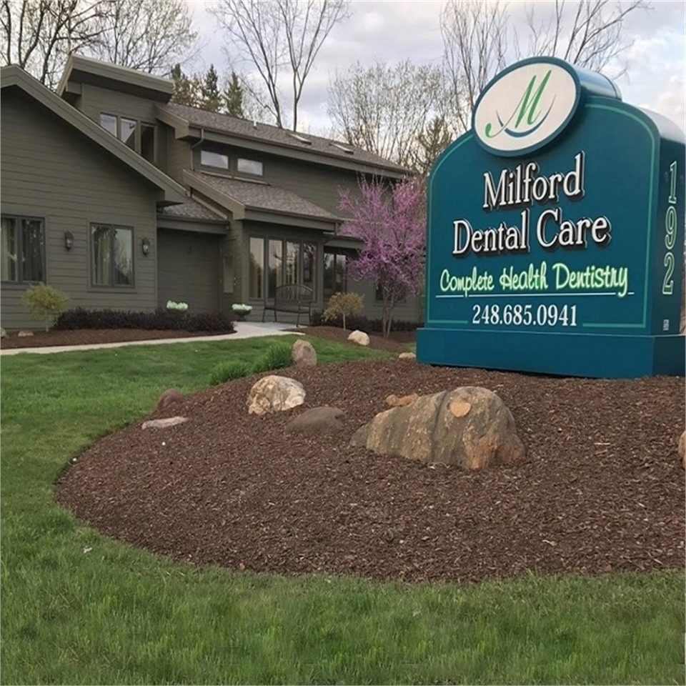 Signboard outside Milford Dental Care Highland MI 48357