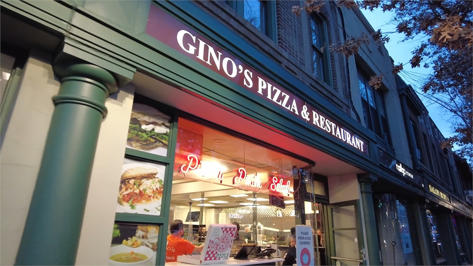 Gino's Pizza of Great Neck at 3 minutes drive to the north of Great Neck dentist Passes Dental Care