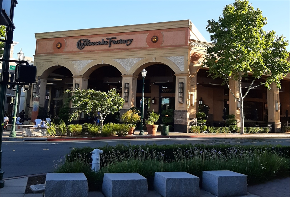 The Cheesecake Factory at 15 minutes drive to the southwest of Concord dentist Clayton Dental Group