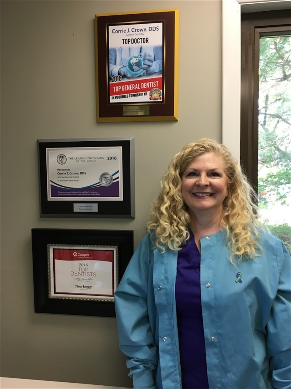 Cherry hill dentist Corrie J Crowe DDS at her office Dentagama