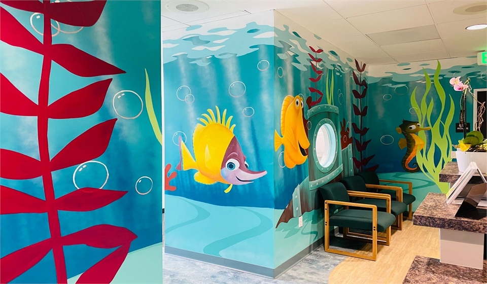 Under the sea themed waiting area at Danville orthodontist Diana T. Rose DDS MS