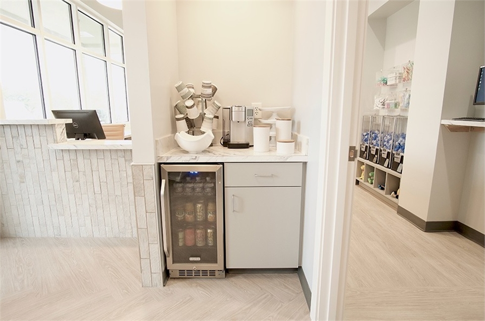 Refreshment area at O2 Dental Group of Wilmington NC