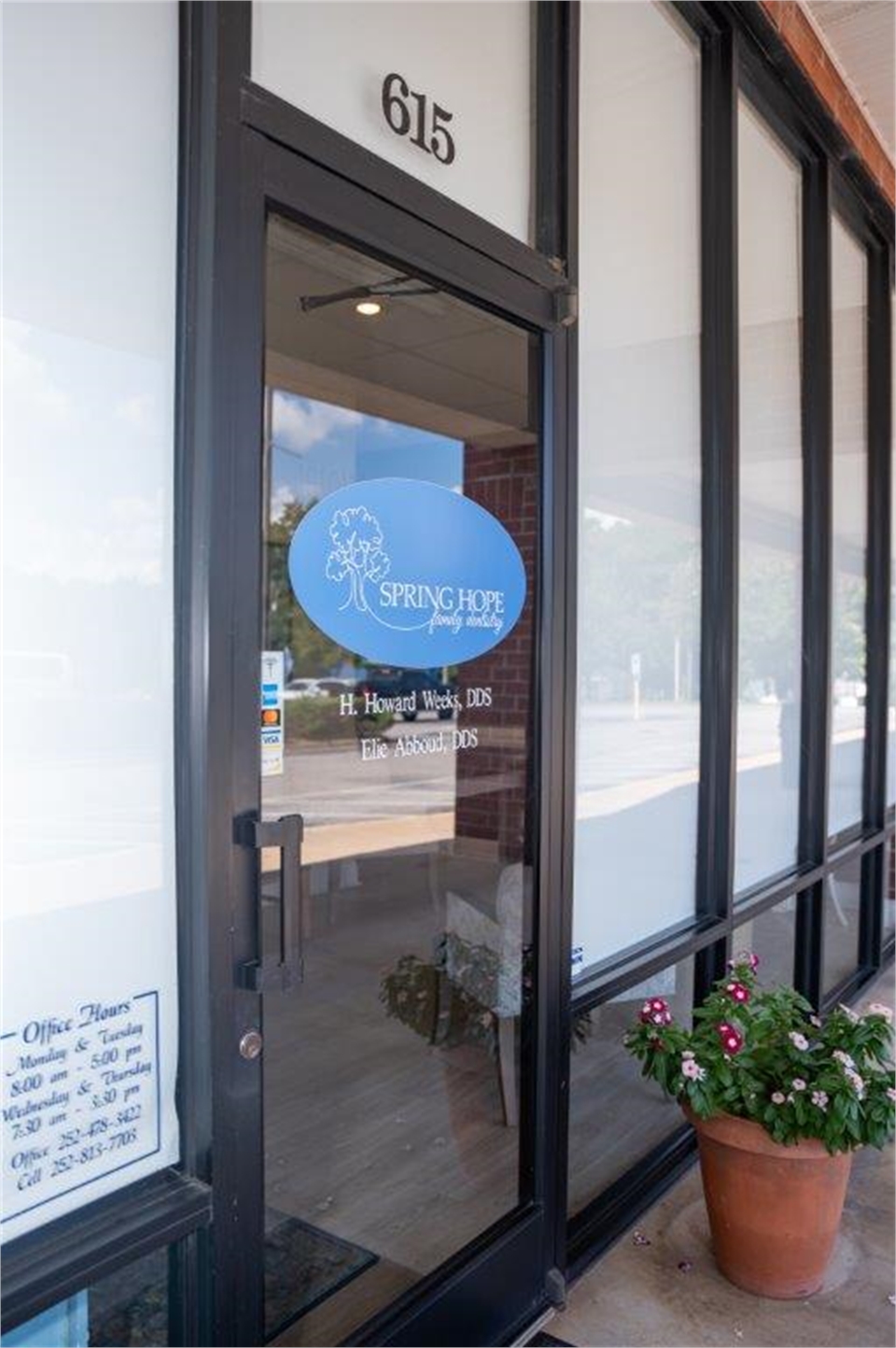 Entrance door to the office of Spring Hope Family Dentistry