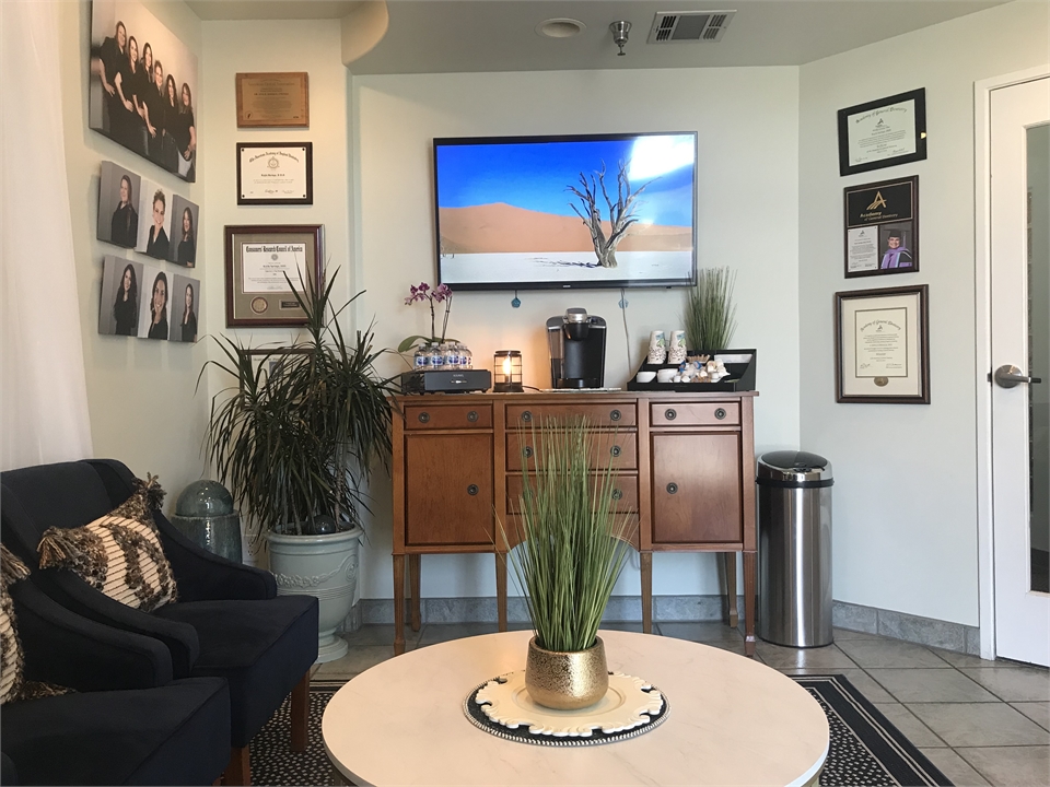 Waiting area and refreshment area at Pacific Coast Dentistry