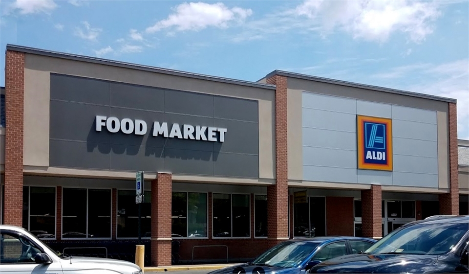 ALDI on Kenmore Ave at 5 minutes drive to the south of U Shine Dental on Dawes Ave Alexandria VA