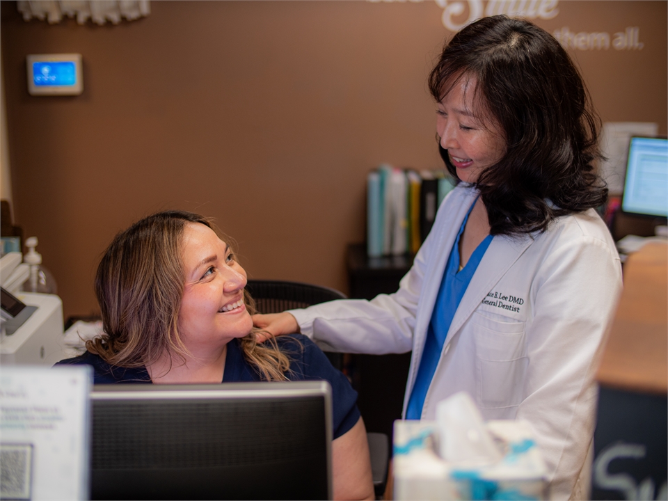 Dr. Grace Lee takes the time to connect with every  team member at Elite Dental Chicago