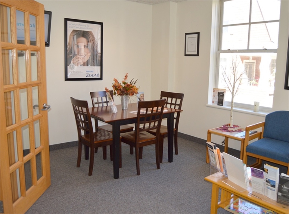 Patient desk and waiting area at Hayden dentist River Valley Dental