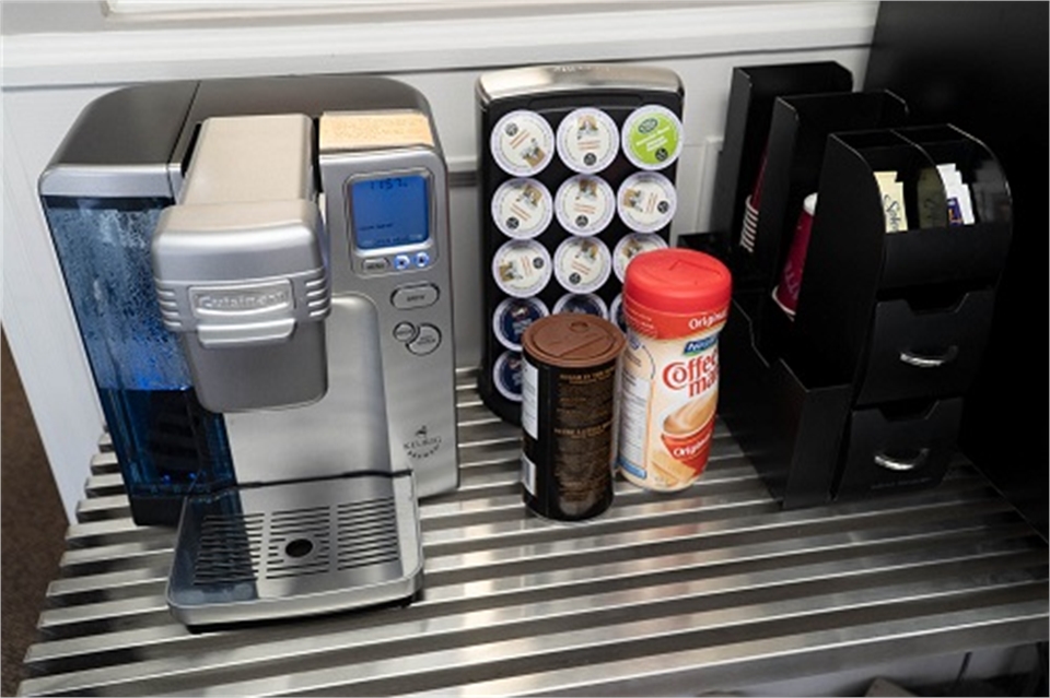 Beverage station at Calgary dentist 16th Avenue Dental