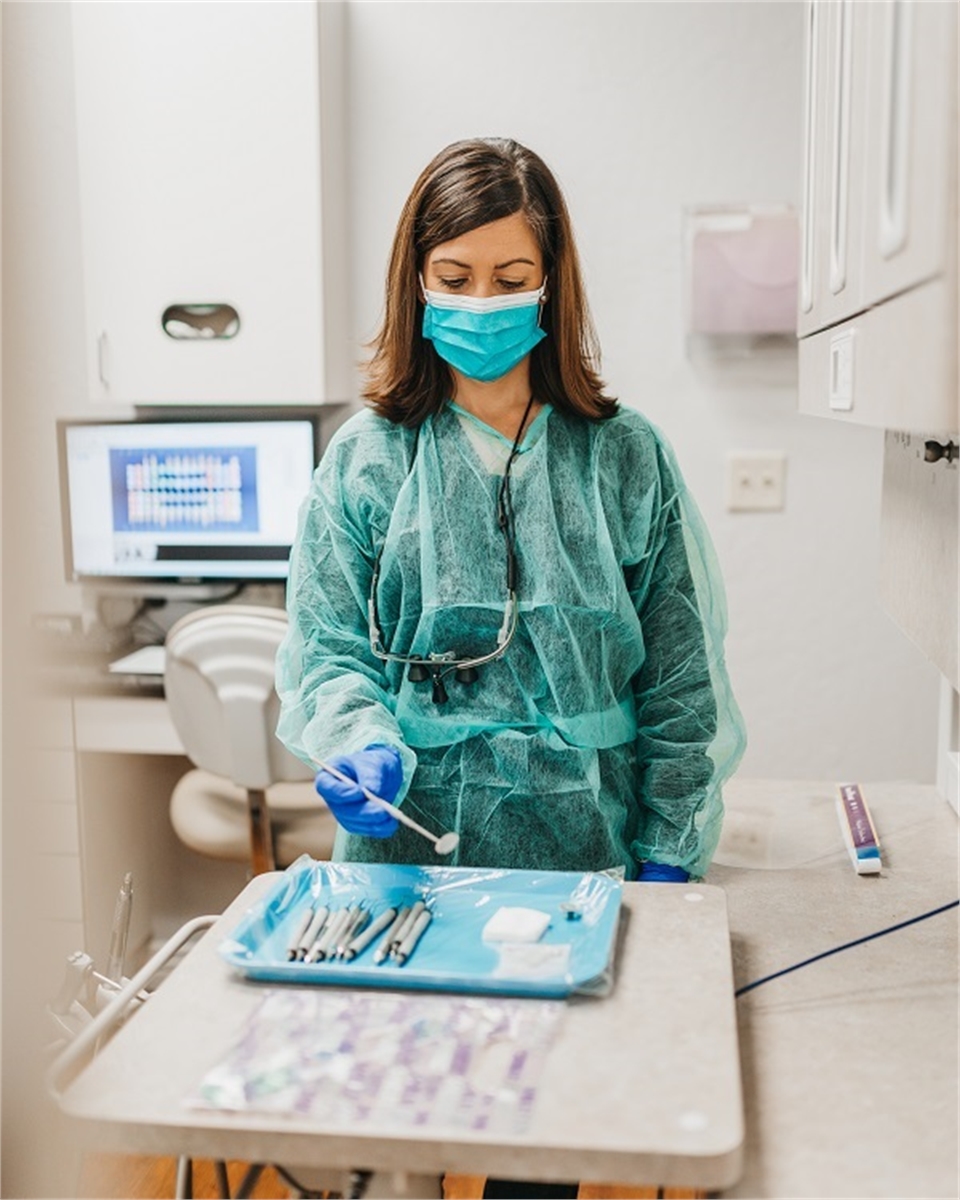 Dental hygienist staff with safety glasses and masks at Element Dental by Nicholas Pile DMD