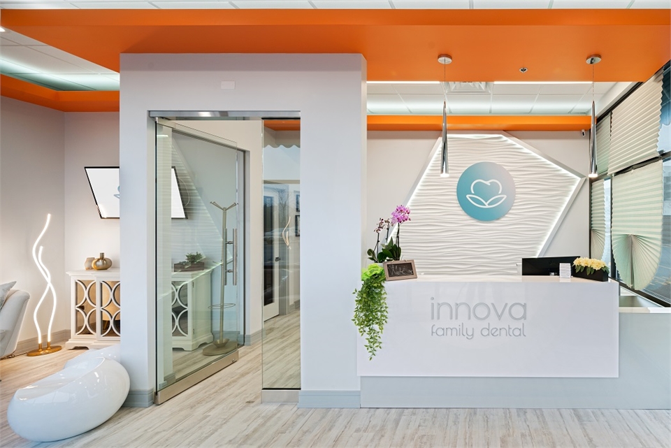 Reception area at Bolingbrook dentist Innova Family Dental