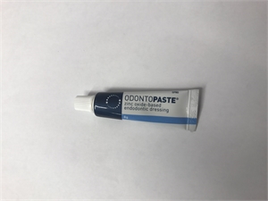 Odontopaste is a zinc oxide-based endodontic dressing containing antibiotic and corticosteroid. It is used in the course of root canal treatments