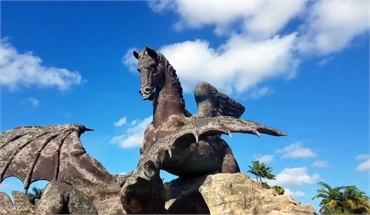 Pegasus and Dragon sculpture a few paces to the west of Smile Design Dental of Hallandale Beach
