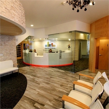Waiting lounge and reception center at Anchorage Midtown Dental Center