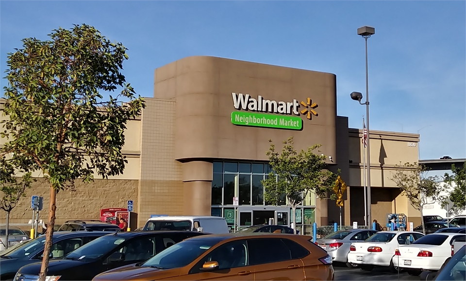 Walmart Neighborhood Market at 5 minutes drive to the east of La Mesa dentist Hornbrook Center for D