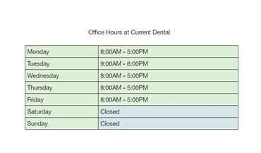 Office hours at Bremerton's best dentist Current Dental