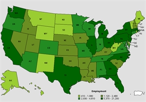 Employment of dental hygienists by state