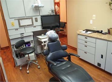 Dental chair in the operatory at Grand Prairie Family Dental