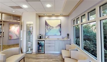 Waiting area and refreshment station at Viruet Periodontics Fort Myers FL