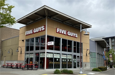 Five Guys at 8 minutes drive to the north of Renton Smile Dentistry