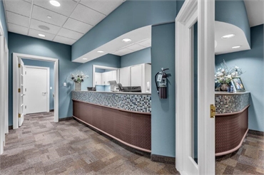 Reception center and checkout office at Scottsdale dentist Radiant Family Dentistry