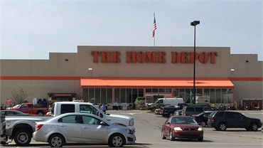 The Home Depot few paces to the east of Vibe Dental of Pulaski