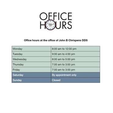 Office hours at Newport Beach dentist John B Chrispens DDS