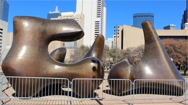 Three Piece Sculpture Vertebrae near Dallas City Hall at 10 minutes drive to the east of Dallas dent