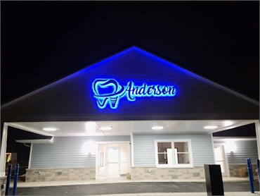 Exterior view at night Anderson Family Dentist Findlay OH