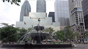 Berczy Park Dog Fountain at 9 minutes drive to the south of Toronto dentist Midtown Dental Centre