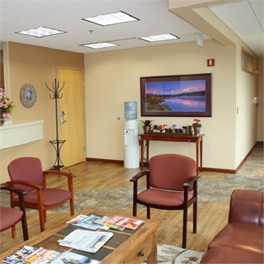 Waiting area and water cooler at Wasilla dentist Alaska Center for Dentistry PC