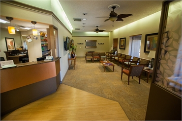 Waiting area and reception center at Clearwater Dental Associates