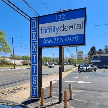 Signage outside the offce of Clementon Family Dentistry Dr. Kenneth Soffer